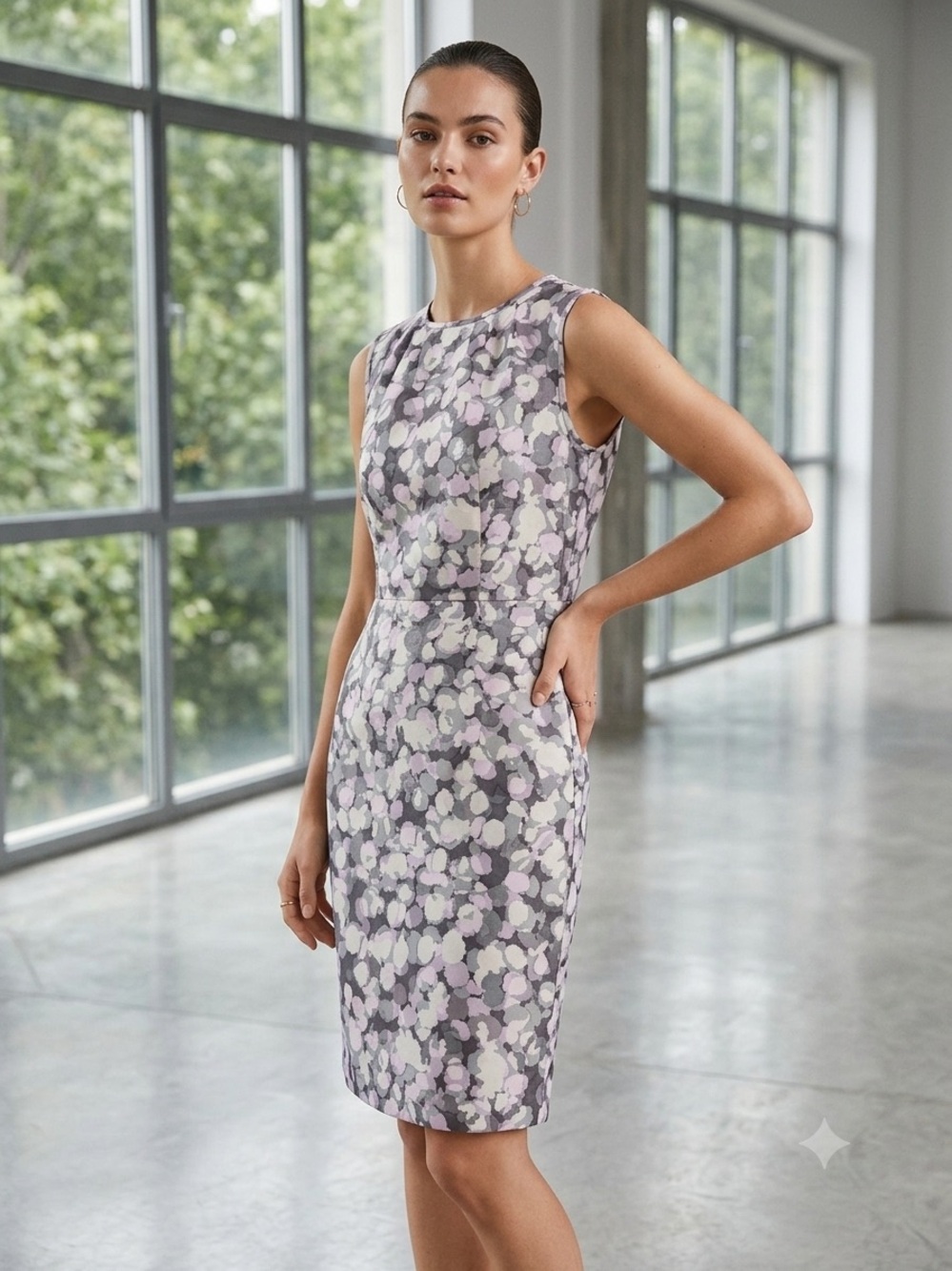 Ann Taylor LOFT Watercolor Floral Petal Sheath Dress.